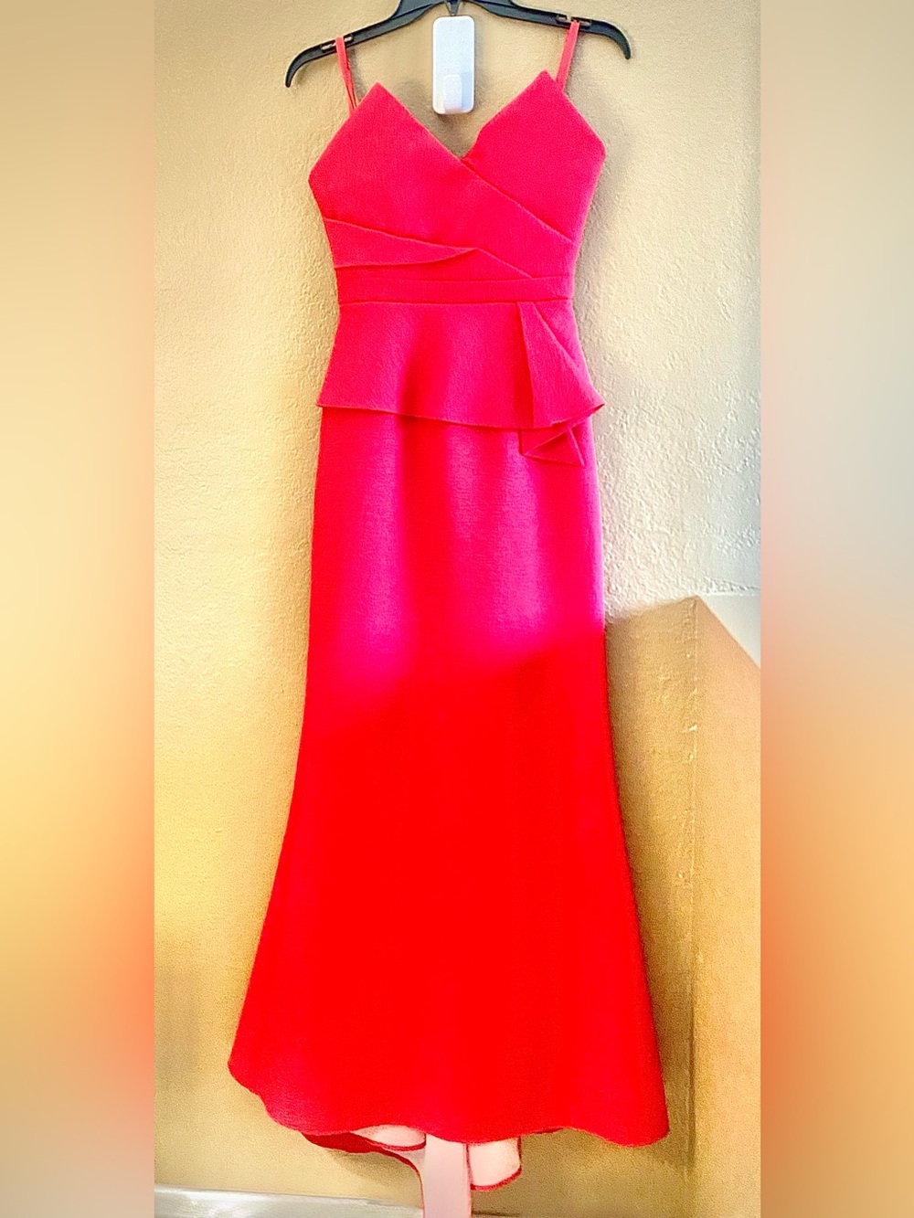 Elegant Hot lipstick RED Peplum Pencil Skirt Dress